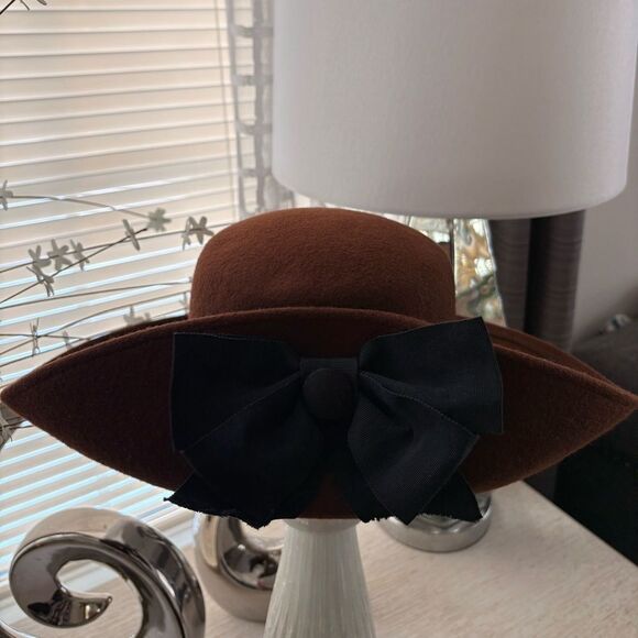 VTG Brown Wool Flip Back Black Bow Hat main image 13